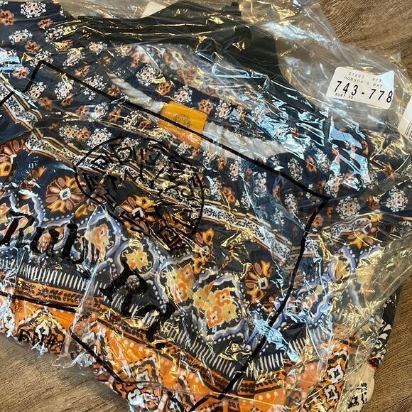 Ruby Rd Patterned Scoop Neck Blouse-ORANGE-Small - Picture 2 of 2